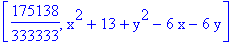 [175138/333333, x^2+13+y^2-6*x-6*y]